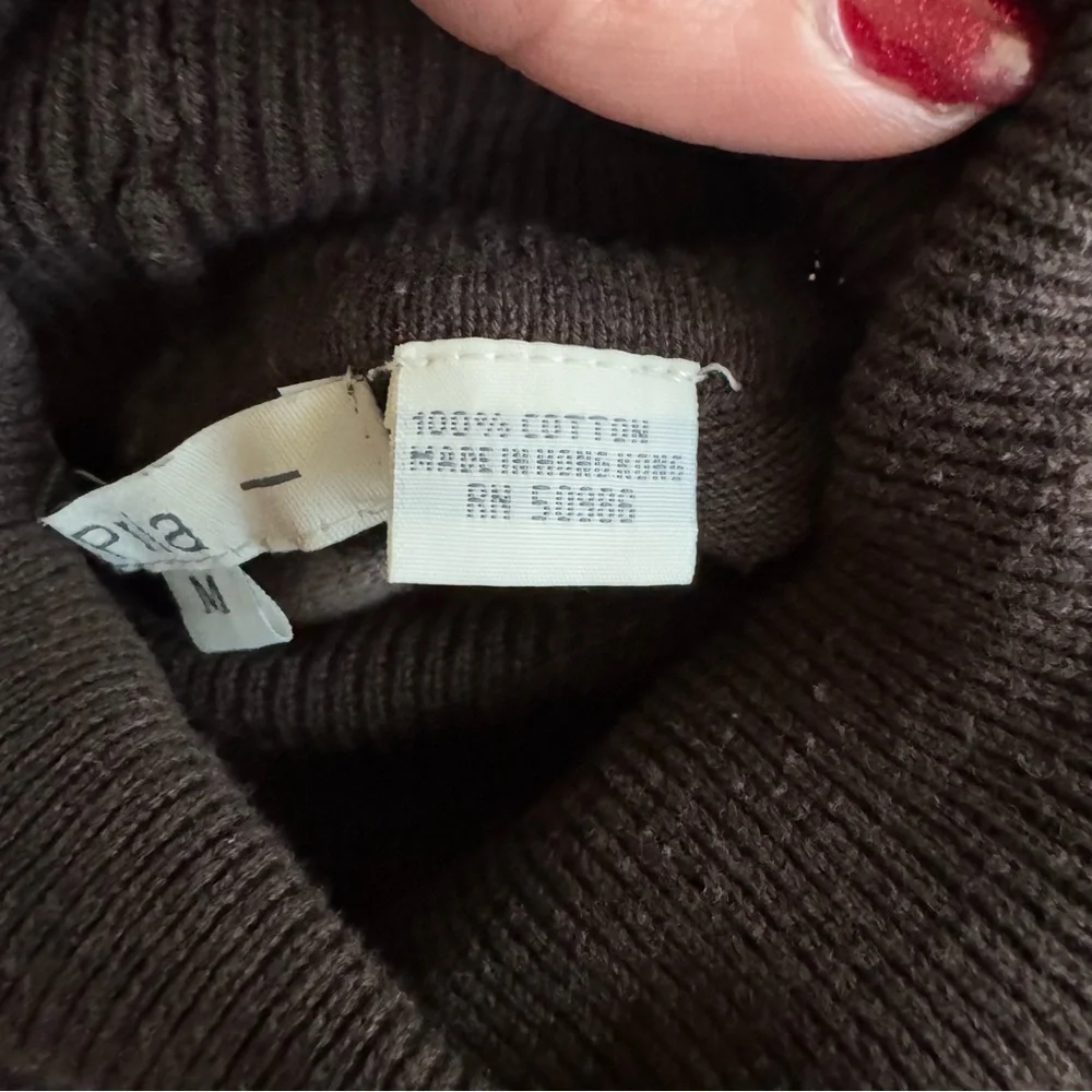Pria Turtleneck Sweater Size M Brown Tan Striped Long Sleeve Cotton